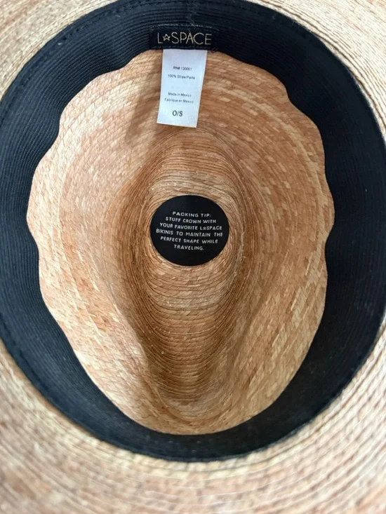 l*space Natural Woven Wide-Brim Straw Hat with Black Braid Trim - Picture 2 of 2